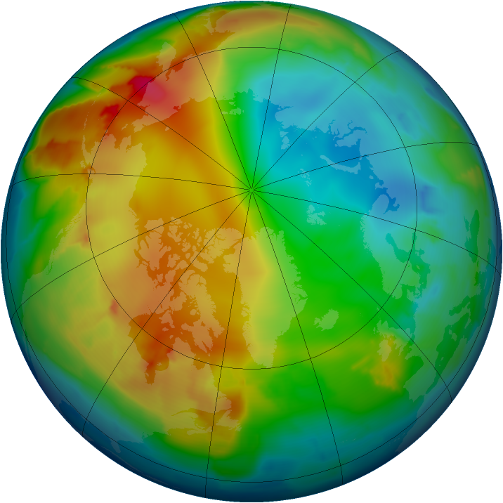 Arctic ozone map for 31 December 2012